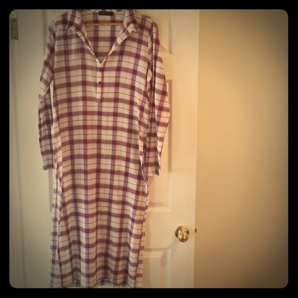 Long Plaid Tunic Top